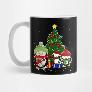 3 Three Santa Penguins Costume Cute Christmas Tree Lights Mug